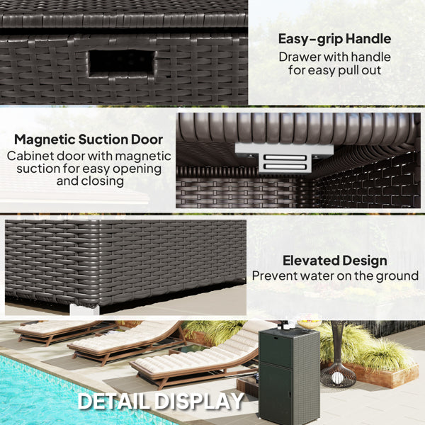 Dark Brown PE-Rattan Outdoor Storage Cabinet