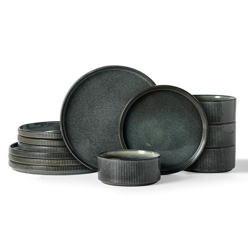 Vintage-Style Embossed Ceramic Dinnerware