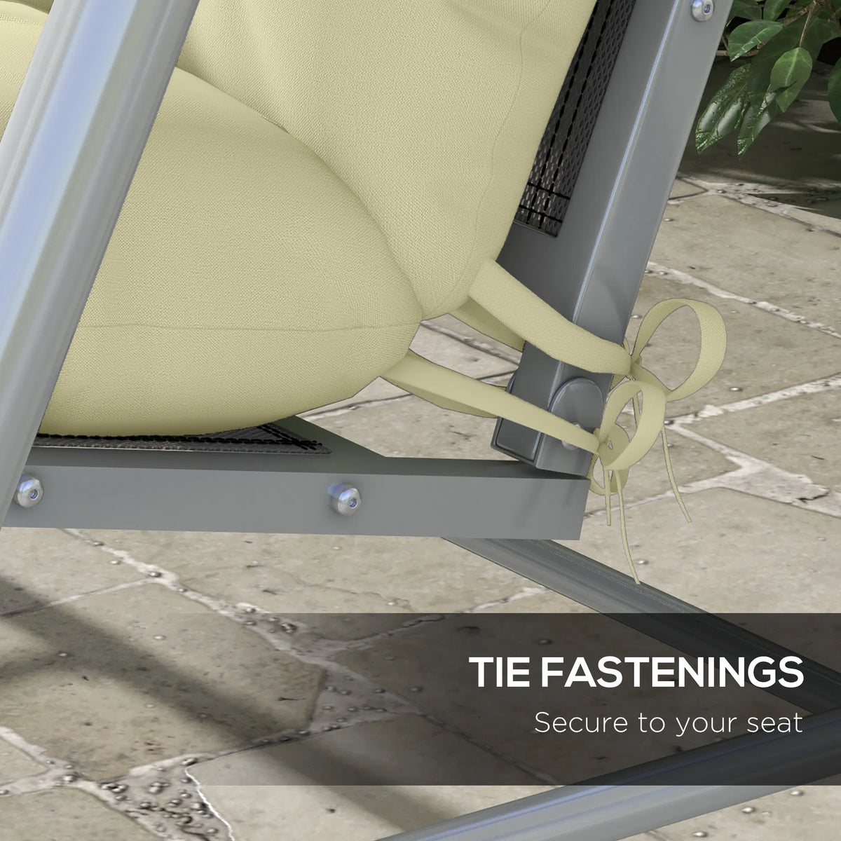 4-Piece Cream Patio Chair Cushion Set with Ties