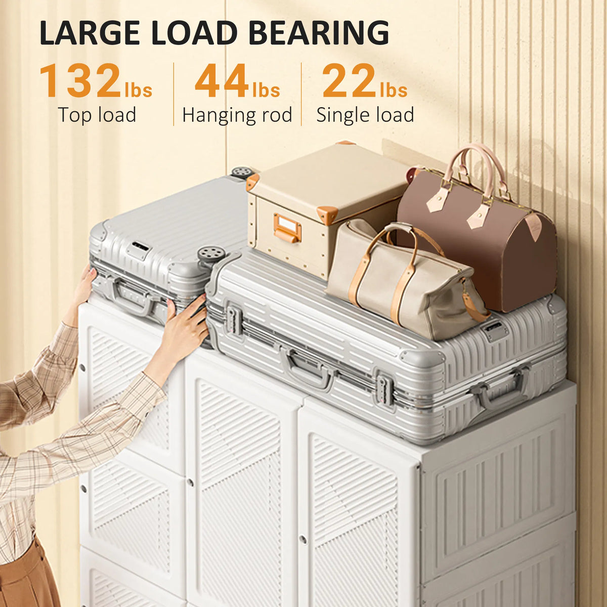 White Folding Wardrobe with 8 Cube Compartments