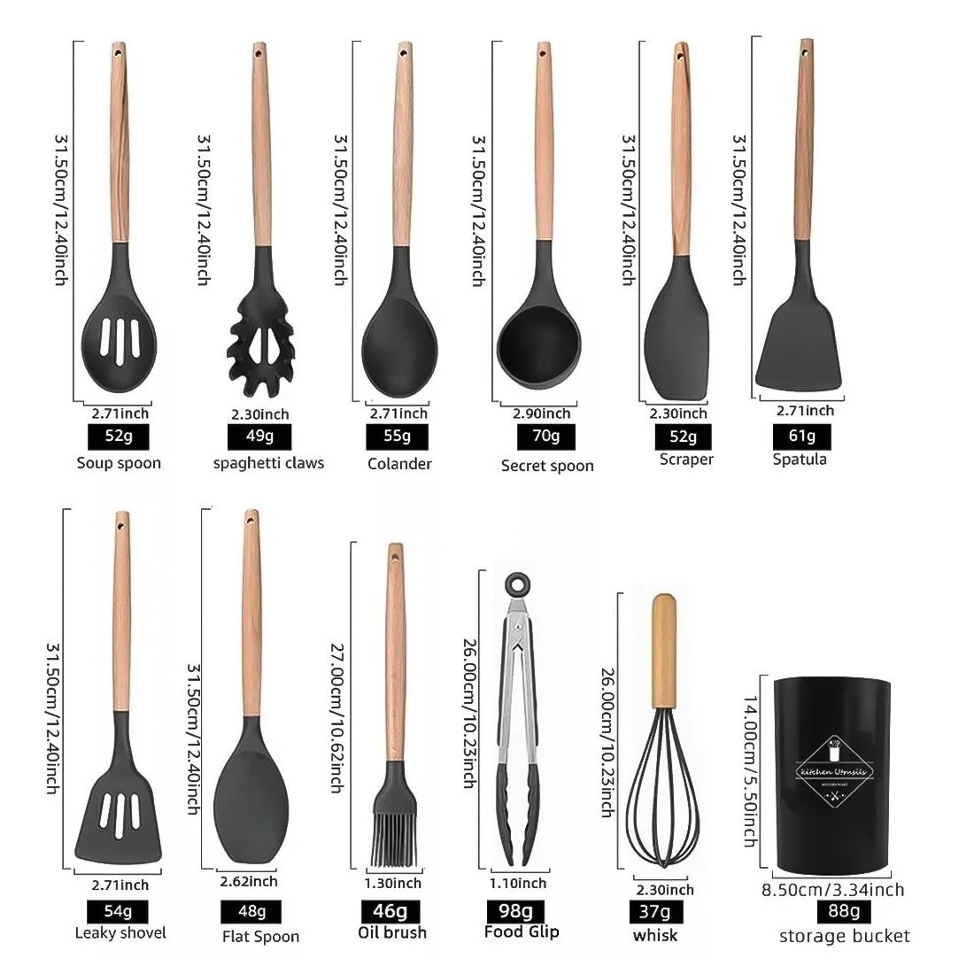 14-Piece Silicone Kitchen Utensil Set