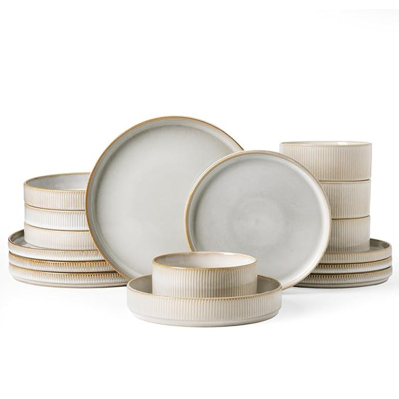 Vintage-Style Embossed Ceramic Dinnerware