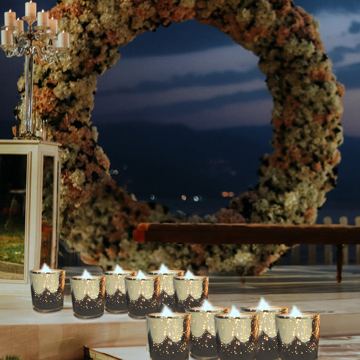 24 Gold Glass Votive and Tealight Candle Holders
