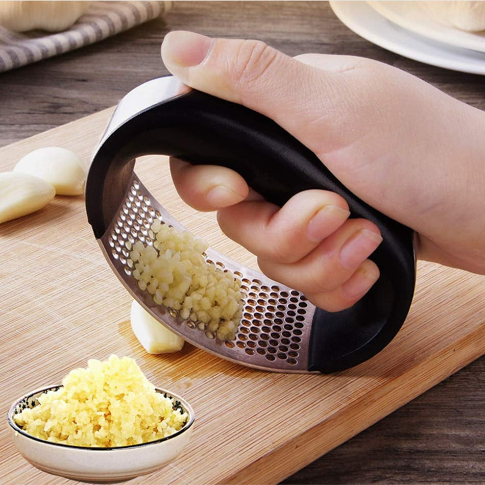 Stainless Steel Curved Manual Garlic Press