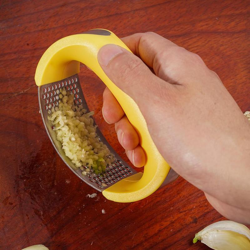 Stainless Steel Curved Manual Garlic Press