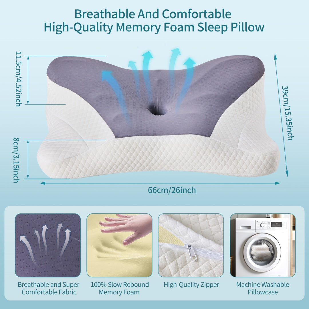 Dual-Height Contoured Memory Foam Neck Pillow