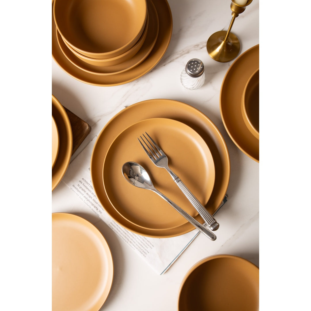 Orange 12-Piece Stoneware Dinnerware Set with Mugs