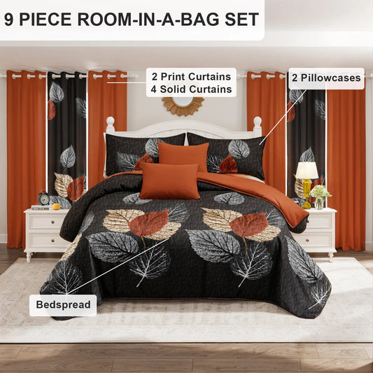 9-Piece Microfiber Bedding and Curtain Set