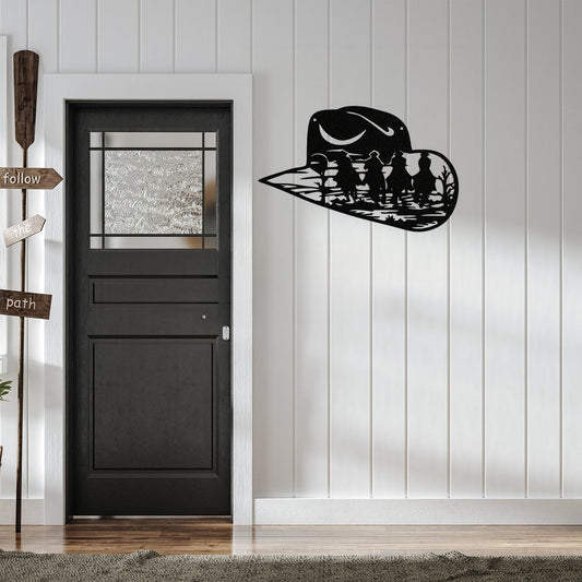 Distressed Metal Cowboy Hat Wall Decor