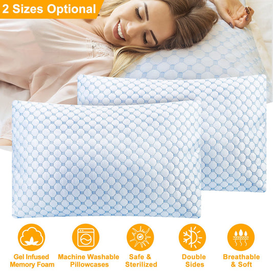 Gel-Infused Memory Foam Pillow, 1 or 2 Pieces
