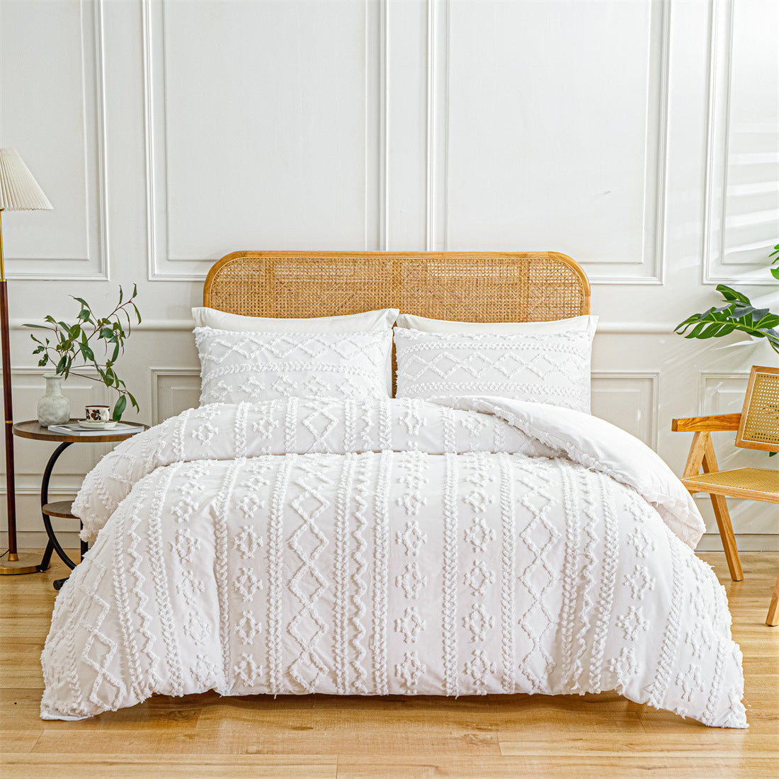 Solid-Color Tufted Duvet Cover Set