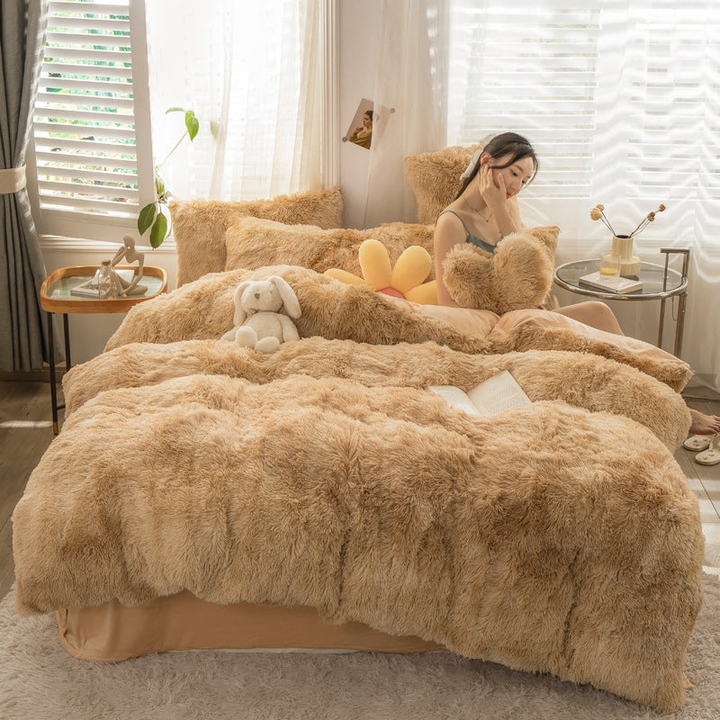 4-Piece Printed Velvet Bedding Set