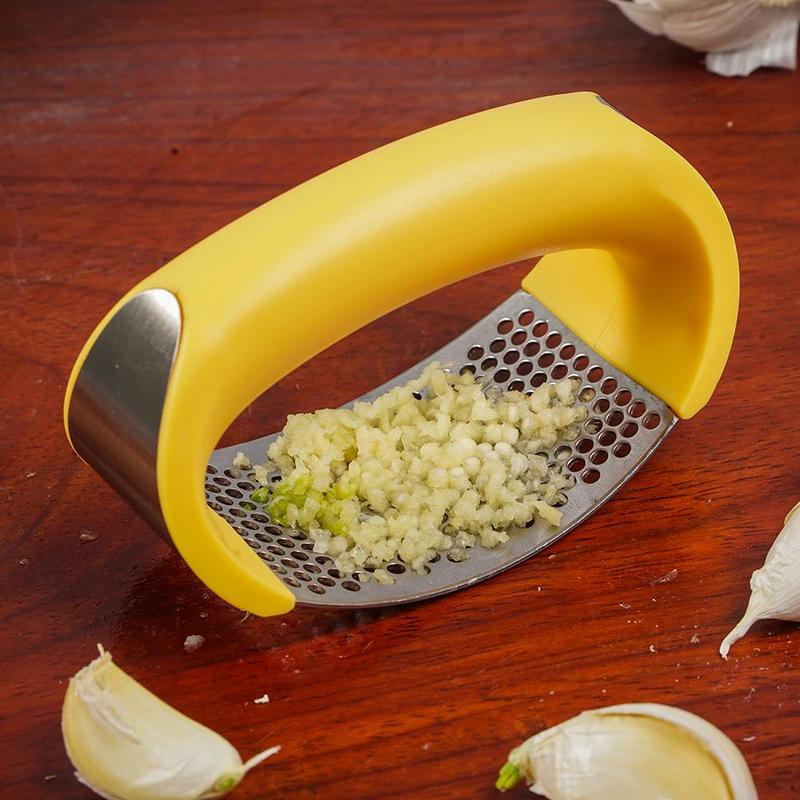 Stainless Steel Curved Manual Garlic Press