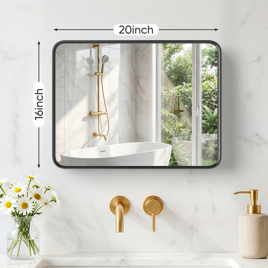 Rectangular Metal-Frame Wall Mirror