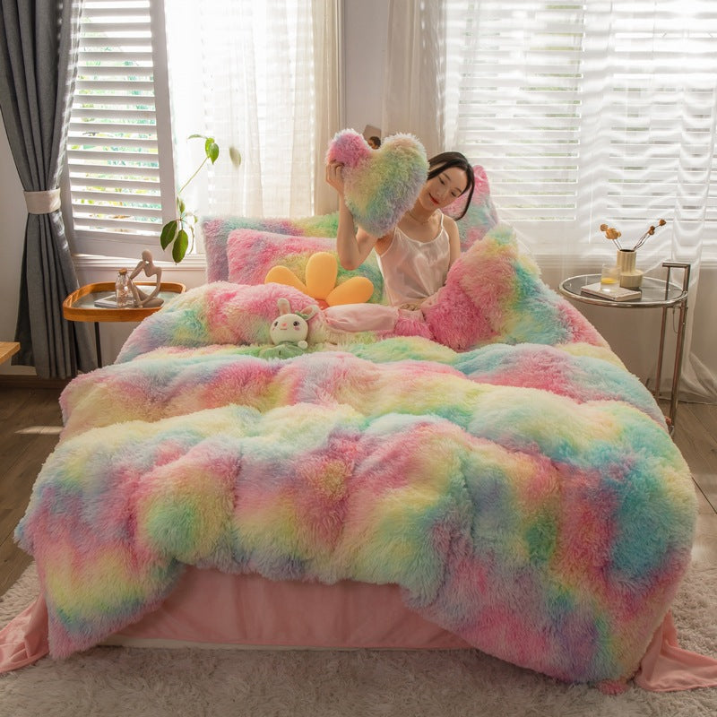 4-Piece Printed Velvet Bedding Set