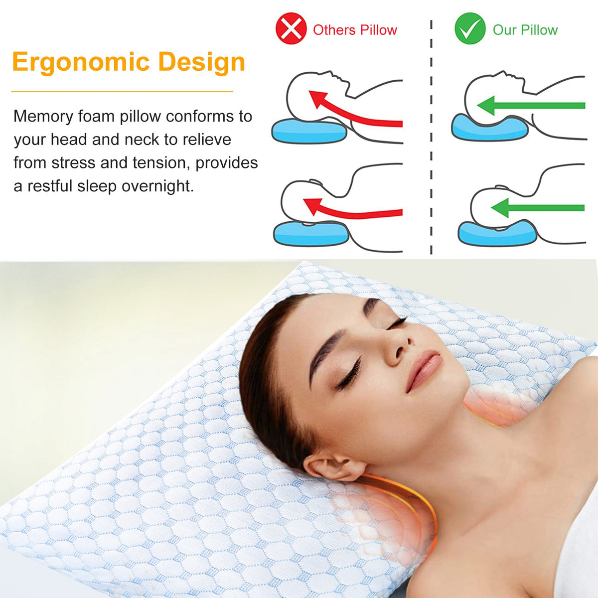 Gel-Infused Memory Foam Pillow, 1 or 2 Pieces