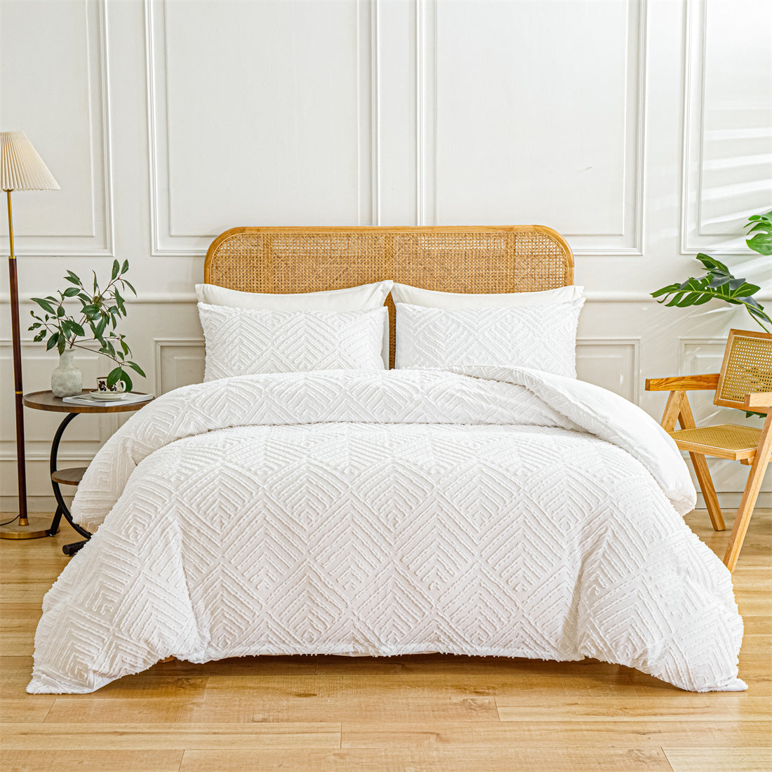 Solid-Color Tufted Duvet Cover Set