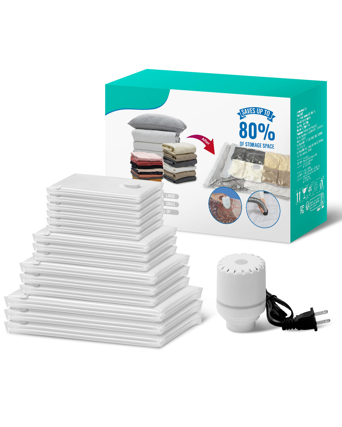 15 Vacuum Storage Bags with Electric Pump
