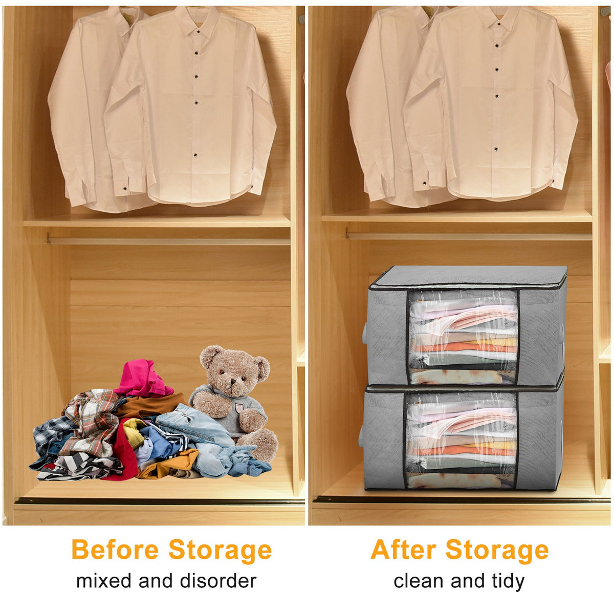 2-Piece Clothes Storage Bag Set with Clear Windows