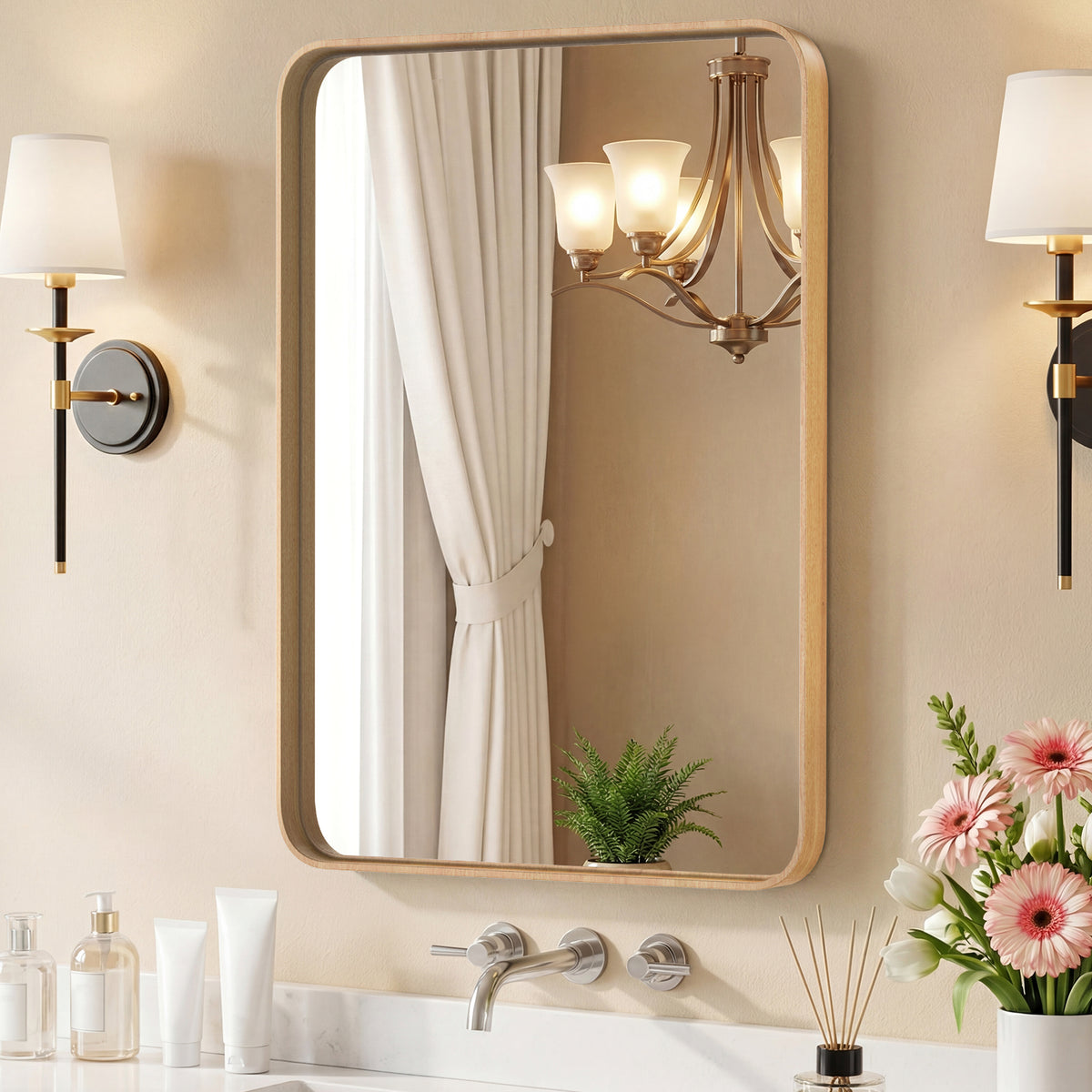Metal-Frame Rectangular Wall Mirror