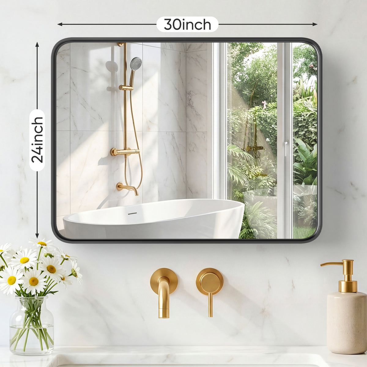 Rectangular Metal-Frame Wall Mirror