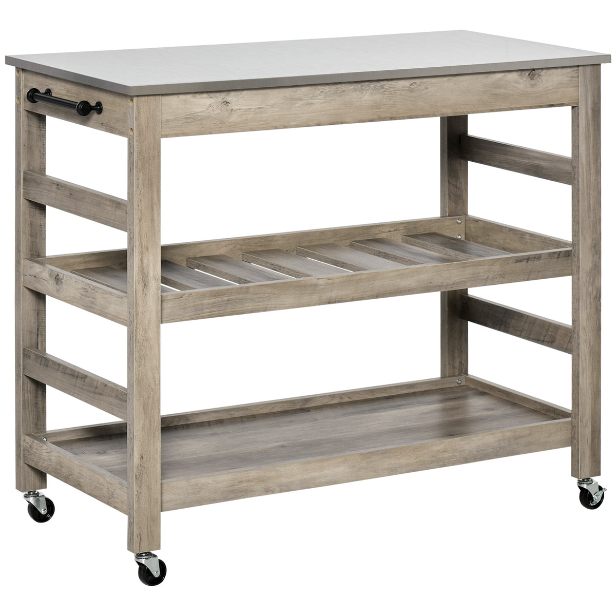 Rolling Kitchen Cart with Stainless Steel Top