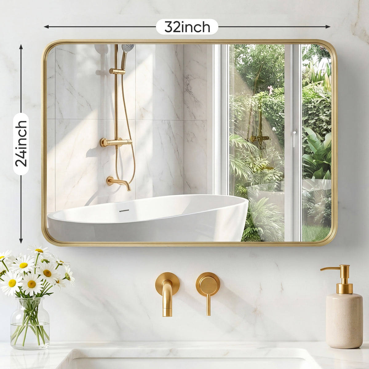 Rectangular Metal-Frame Wall Mirror