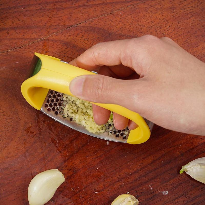 Stainless Steel Curved Manual Garlic Press