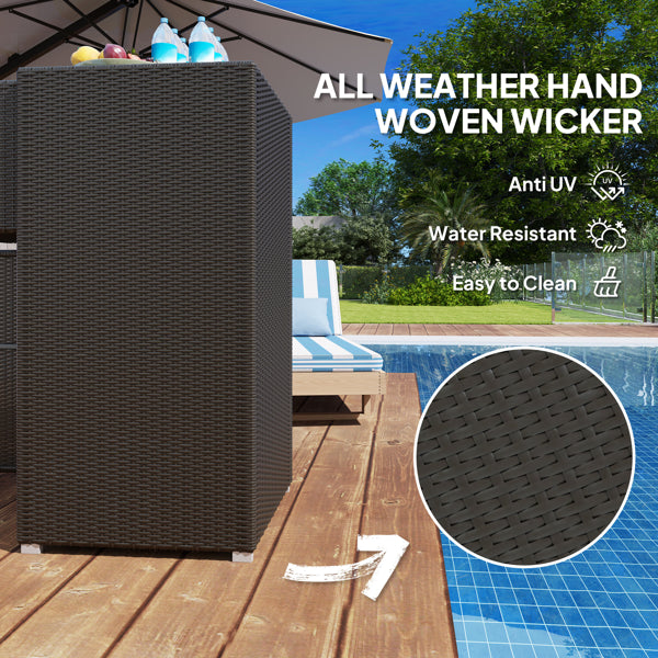 Dark Brown PE-Rattan Outdoor Storage Cabinet
