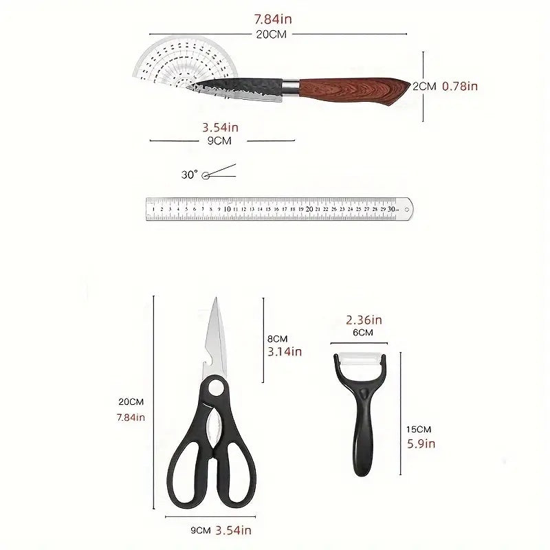6-Piece Kitchen Knife Set with Scissors and Peeler