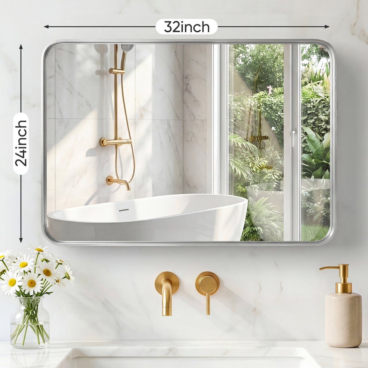 Rectangular Metal-Frame Wall Mirror