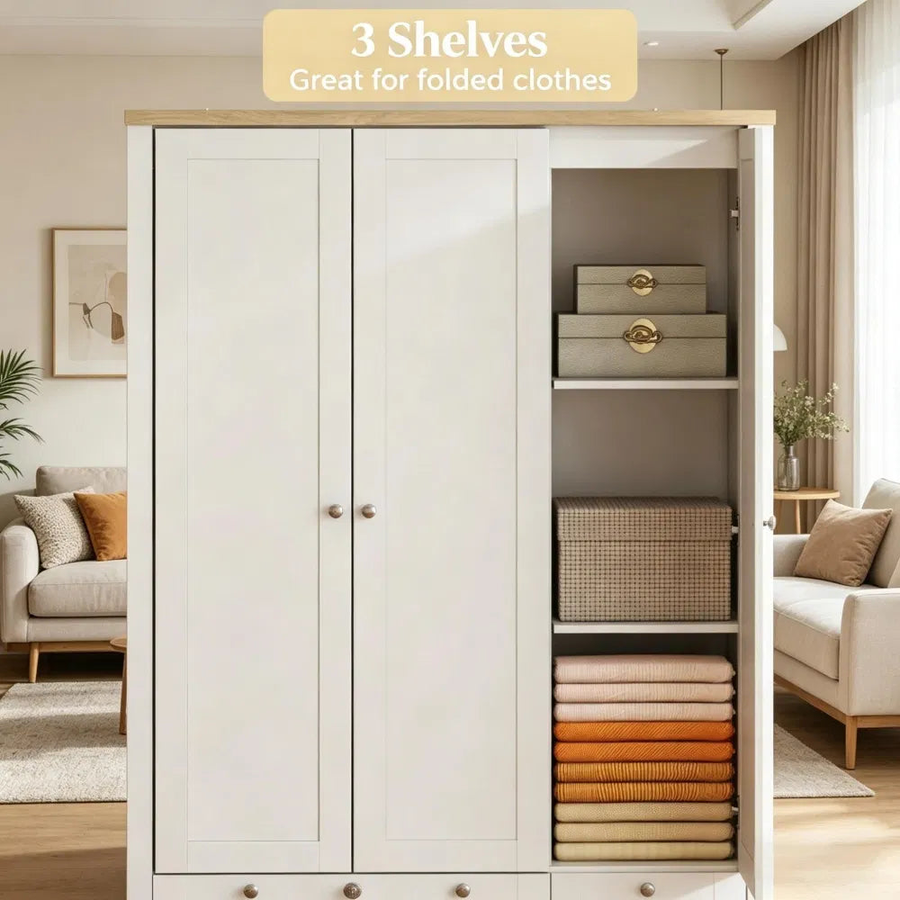 Wardrobe Cabinet with Shelves and 2 Drawers