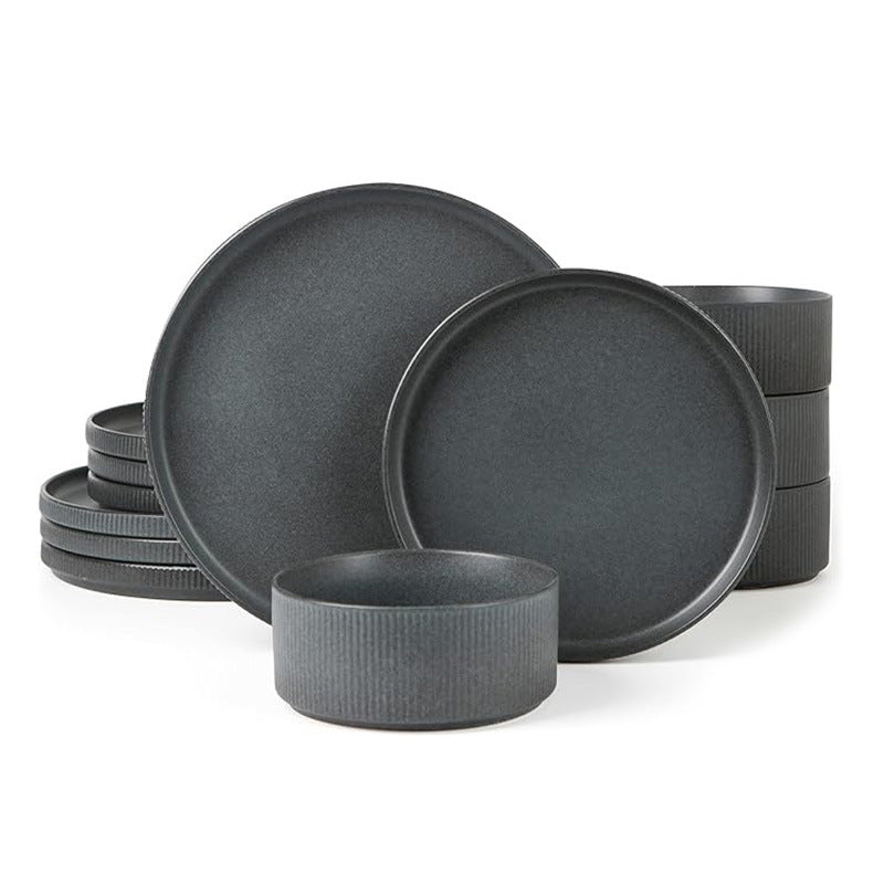 Vintage-Style Embossed Ceramic Dinnerware