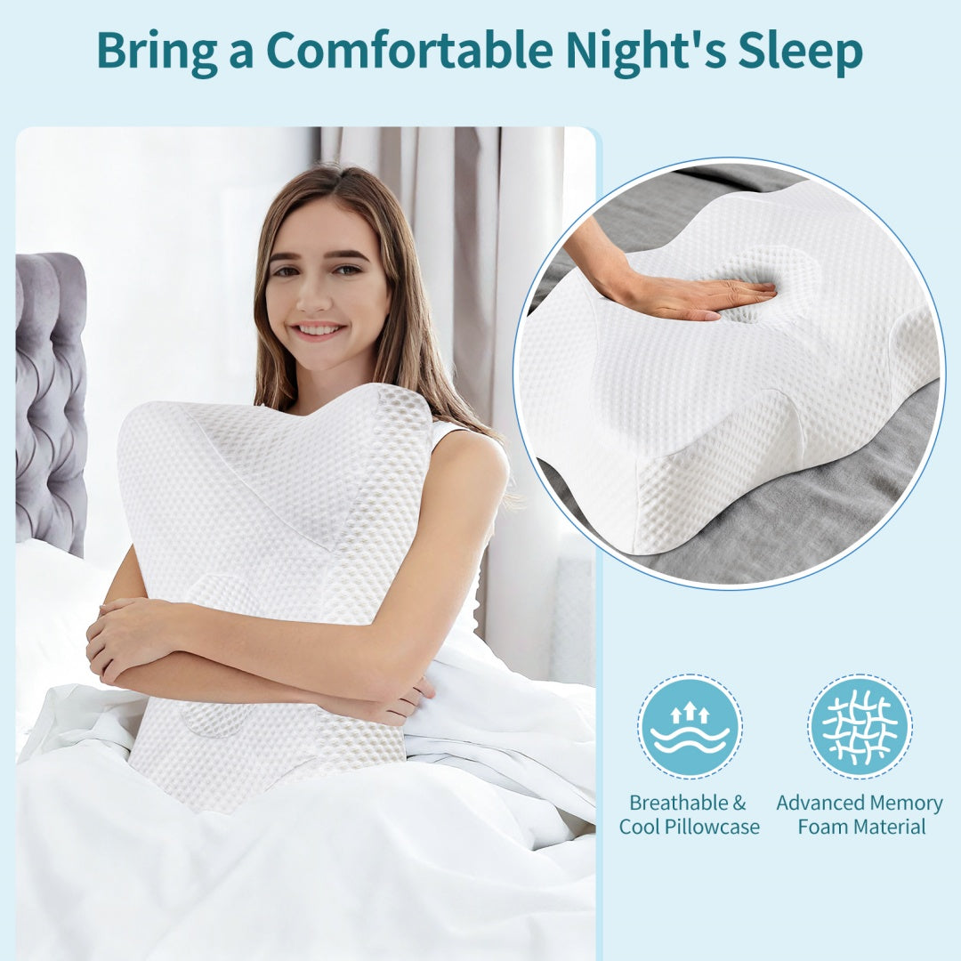 Dual-Height Contoured Memory Foam Neck Pillow