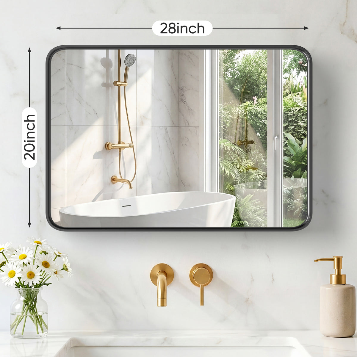 Rectangular Metal-Frame Wall Mirror