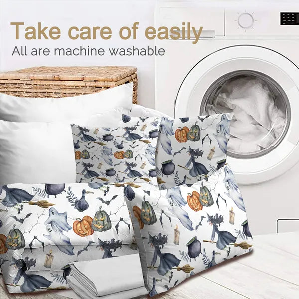 8-Piece Halloween Witch-Pattern Comforter Set