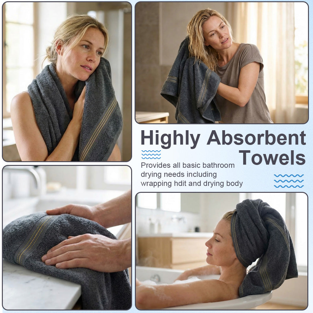 4-Piece Cotton Bath Towel Set, 70 x 140 cm