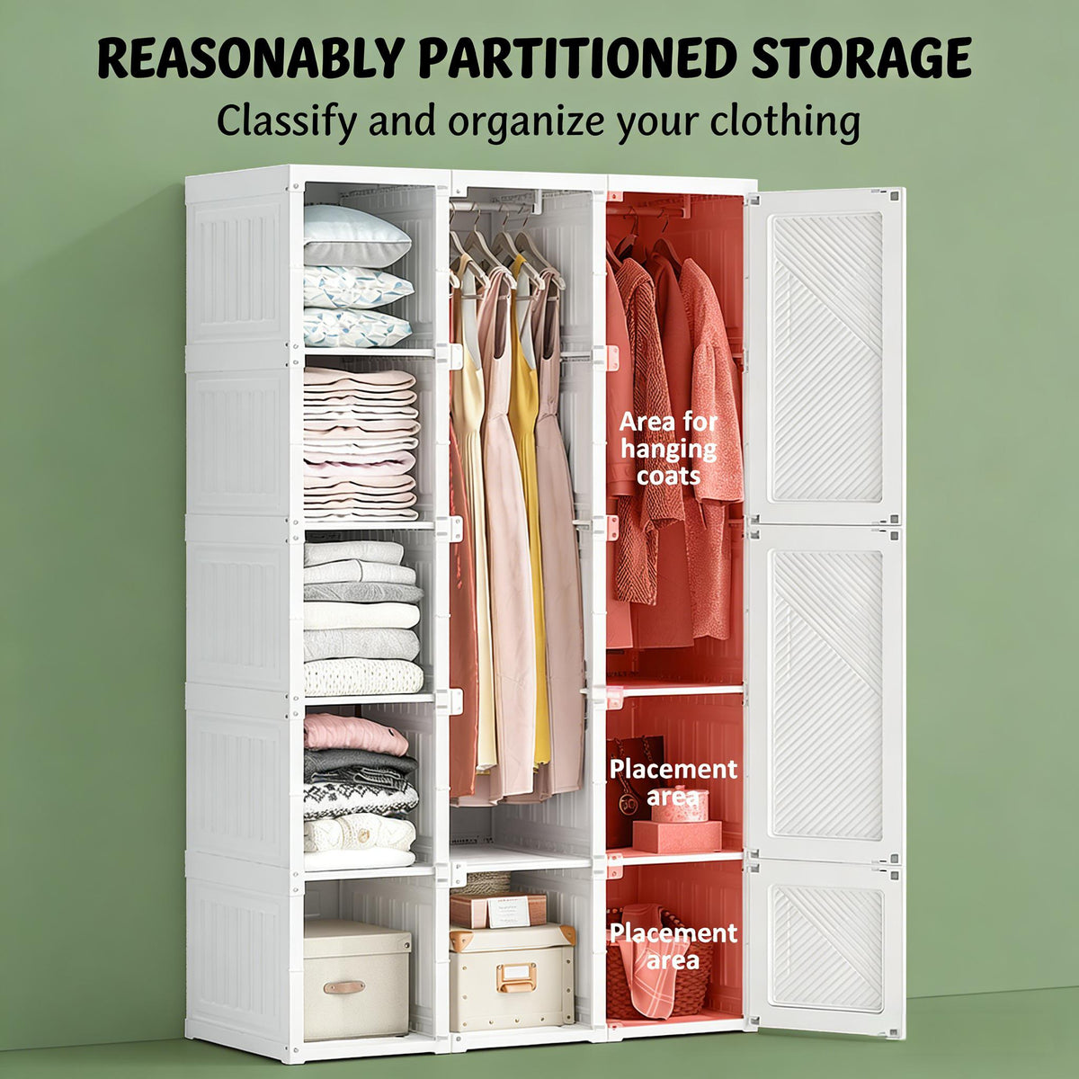 Portable Entryway Wardrobe Storage Cabinet