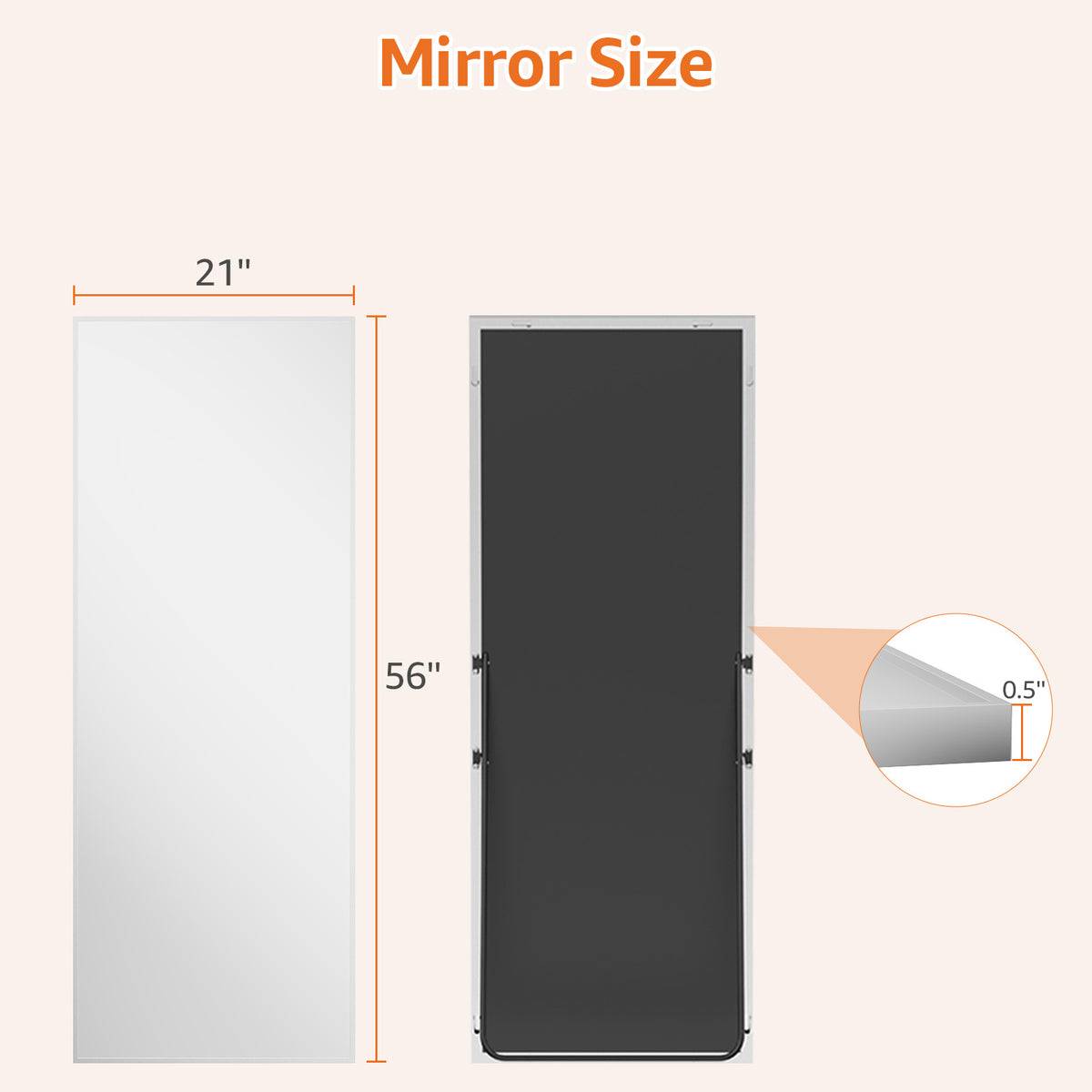 Rectangular Full-Length Standing or Hanging Mirror