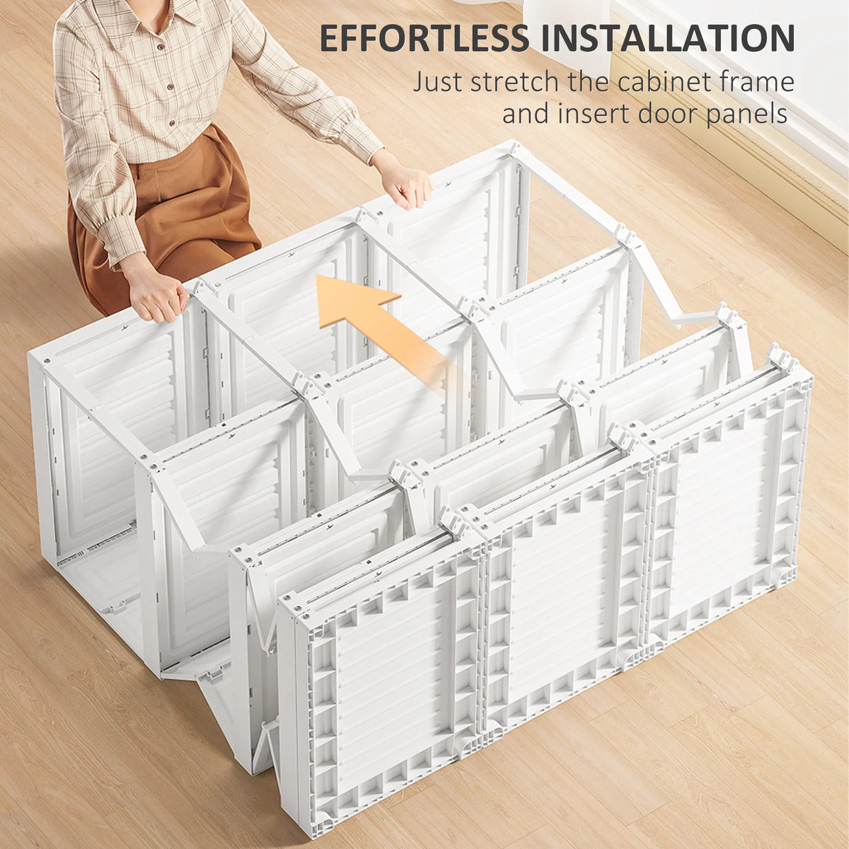White Folding Wardrobe with 8 Cube Compartments