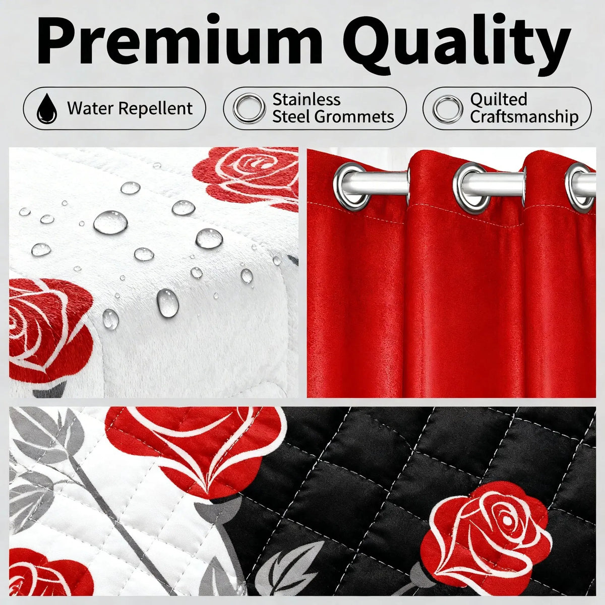 9-Piece Red Rose Bedding and Curtain Set