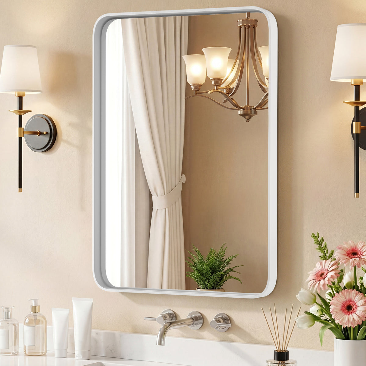 Metal-Frame Rectangular Wall Mirror