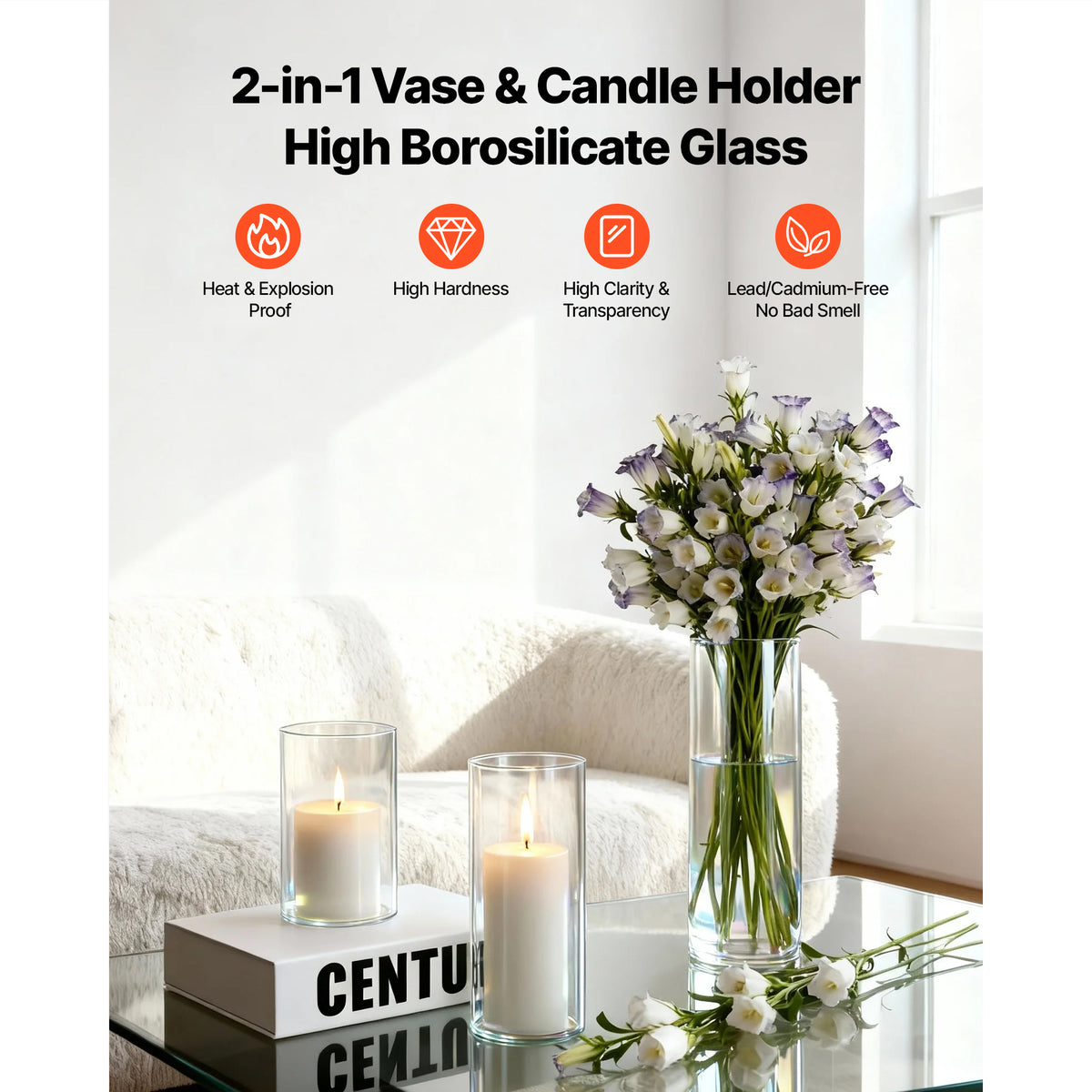 120-Piece Pillar Candle and Glass Vase Set