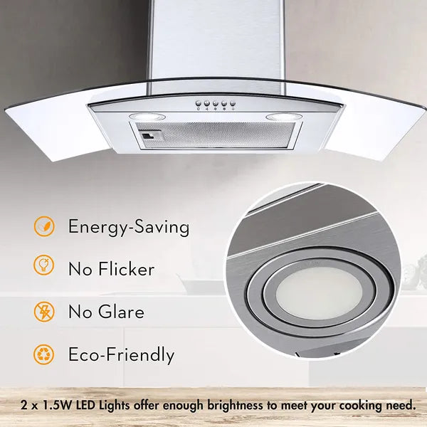 30-Inch Glass Wall-Mount Range Hood