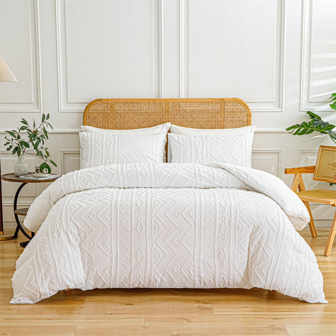 Solid-Color Tufted Duvet Cover Set