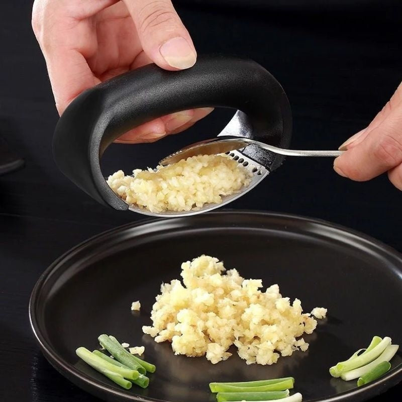 Stainless Steel Curved Manual Garlic Press