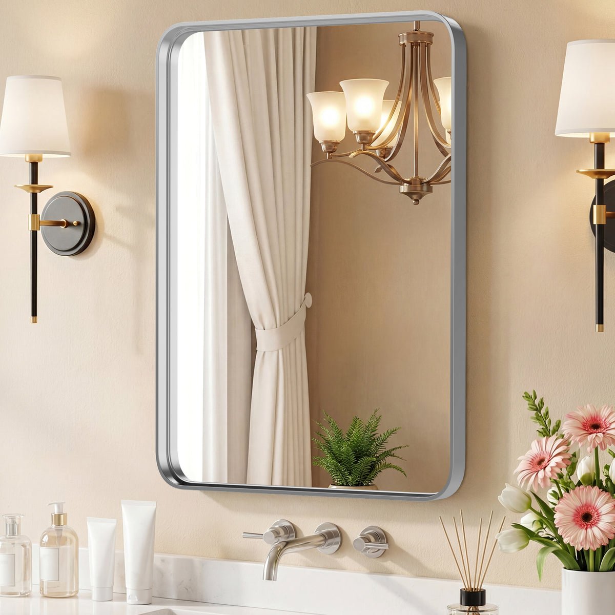 Metal-Frame Rectangular Wall Mirror