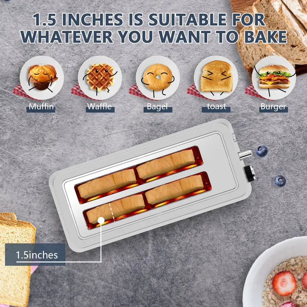 4-Slice Stainless Steel Long-Slot Toaster