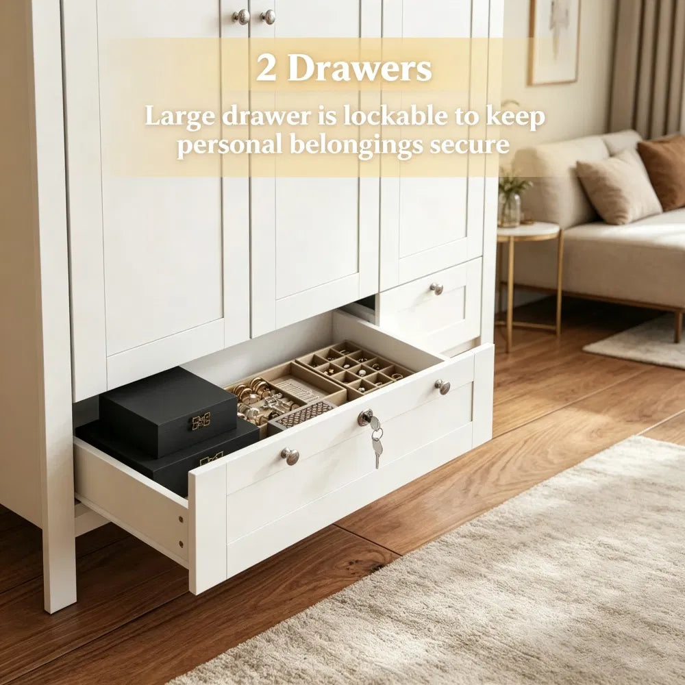 Wardrobe Cabinet with Shelves and 2 Drawers