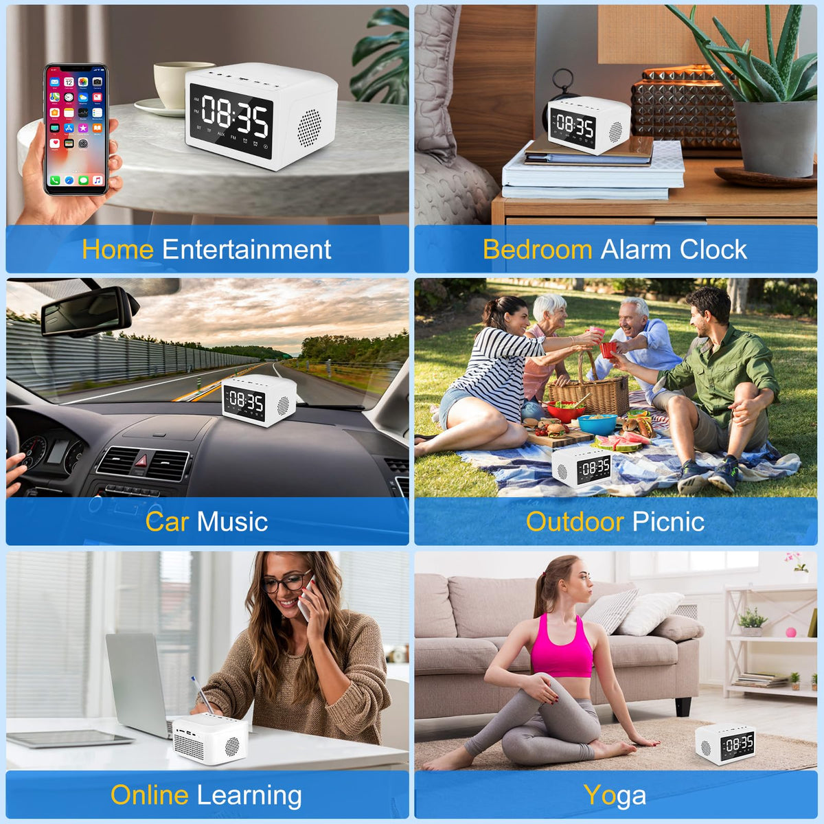 Digital Alarm Clock Radio with Bluetooth Speaker